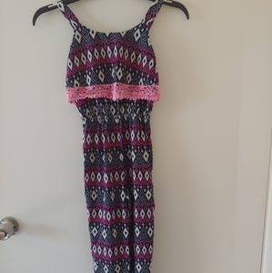 Blue romper w/pink and white